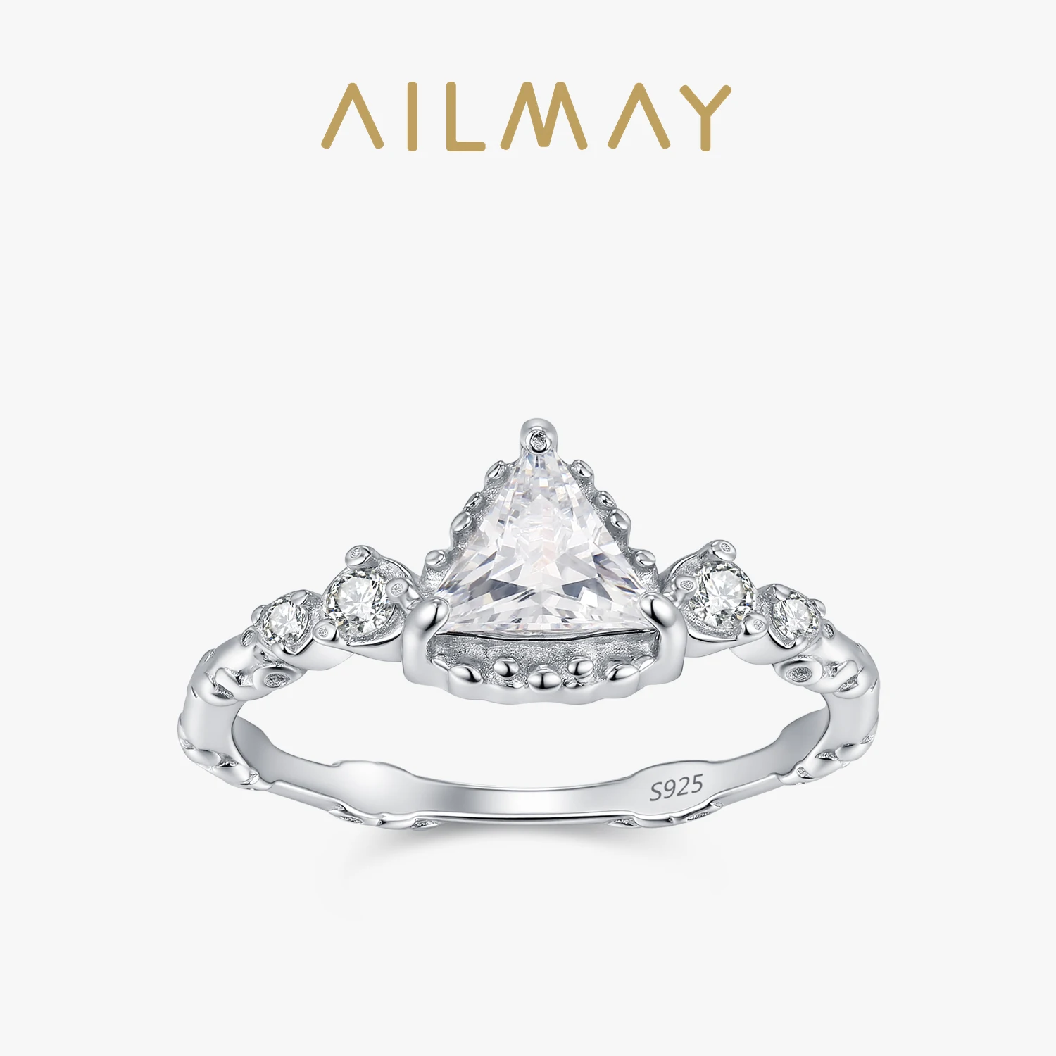 

Ailmay 925 Sterling Silver Irregular Exquisite Geometric Triangle Design Ring for Women Birthday high quality Jewelry Gift