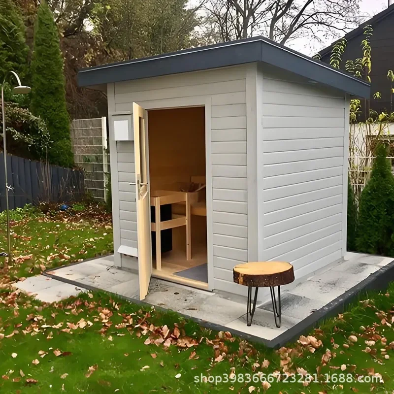 Square traditional sauna with solid wood design Steam room with intelligent control panel