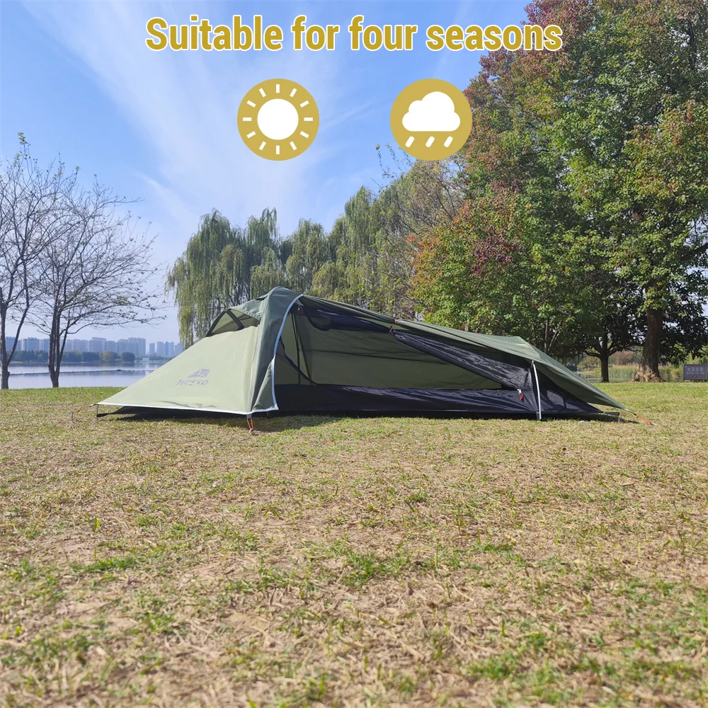 Backpacking Tent 1 Person Ultralight Aluminum Pole Stormproof Camping Tent Suitable for Four Seasons Single Person Tent