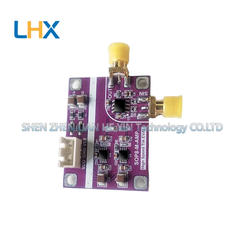 OPA657 transimpedance amplifier module TIA for high-speed photodiode microcurrent conversion with low parasitic capacitance