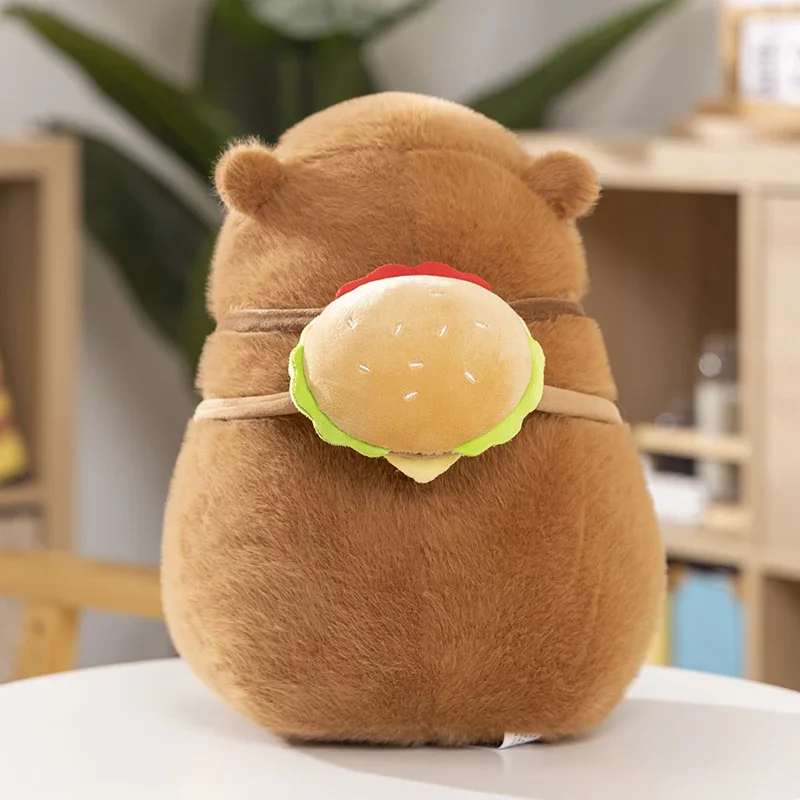 Kawaii Hamburger Capibara Knuffels Schattige Pluche Tas Knuffeldier Capibara Met Hamburger Tas Decor Pop Verjaardag Meisje Cadeau