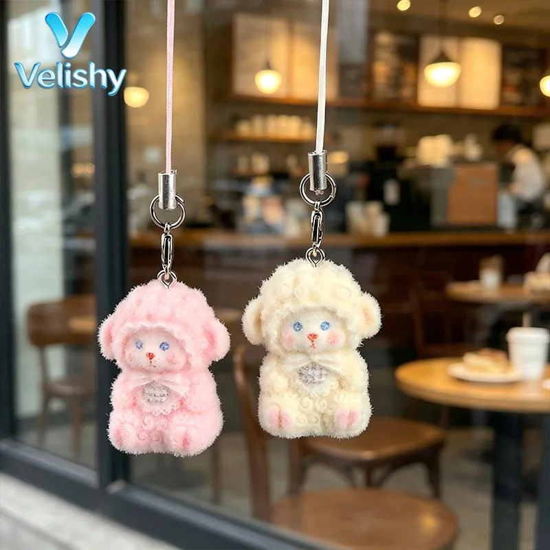 Cute White Sheep Phone Bag Charms Lovely Look Sturdy Lanyard Daily Decoration Ideal Gift For Girls Kids