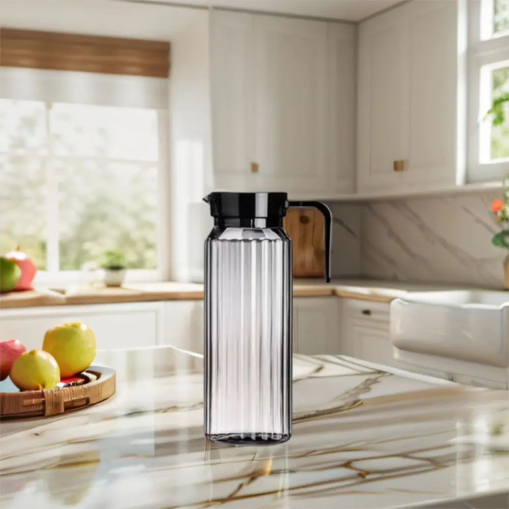 

Drinkware Heat Resistent Water Pitcher Anti-Dust Striped Beverage Bottle 1100ml PC Cold Water Kettle Hotel