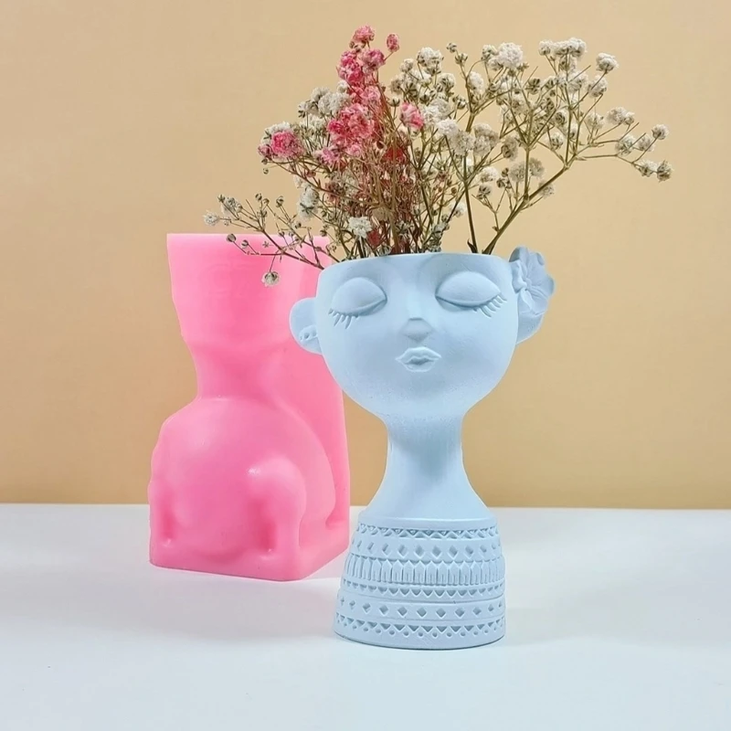 

Silicone Figurine Mold Flowerpot Moulds Lovely Girl Shaped Crafts Clay Moulds Silicone Hand Making Molds Vase Making Molds