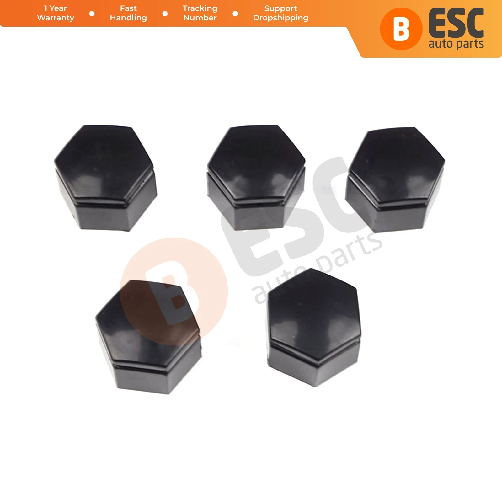 ESC ESP632 5 Pieces Car Wheel Bolt Screw Cover 1008208 Black Plastic Cap for Vauxhall Opel GM 21.40mm * 22 mm