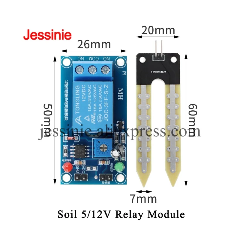 DC 5V/12V Soil Moisture Relay Module Low Humidity Automatically Activates Switch for Watering for arduino DIY Smart Car