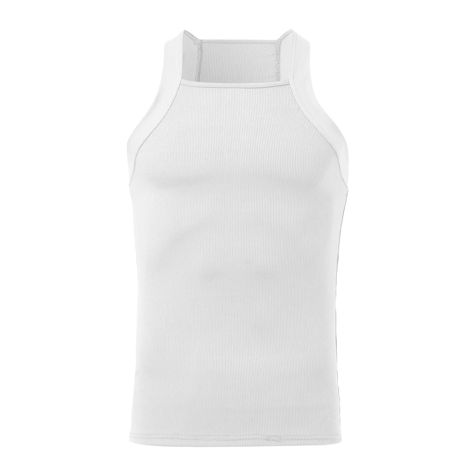 Men\'s Monochrome Crew Neck Sleeveless Tank Top Tight Street Wear Casual Tank Top Luxury Party Wear Fashion