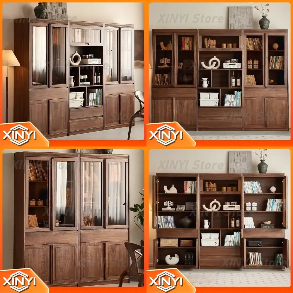 for North American black walnut bookcase for Nordic simple floor display cabinet for home study for all solid wood bookshelf