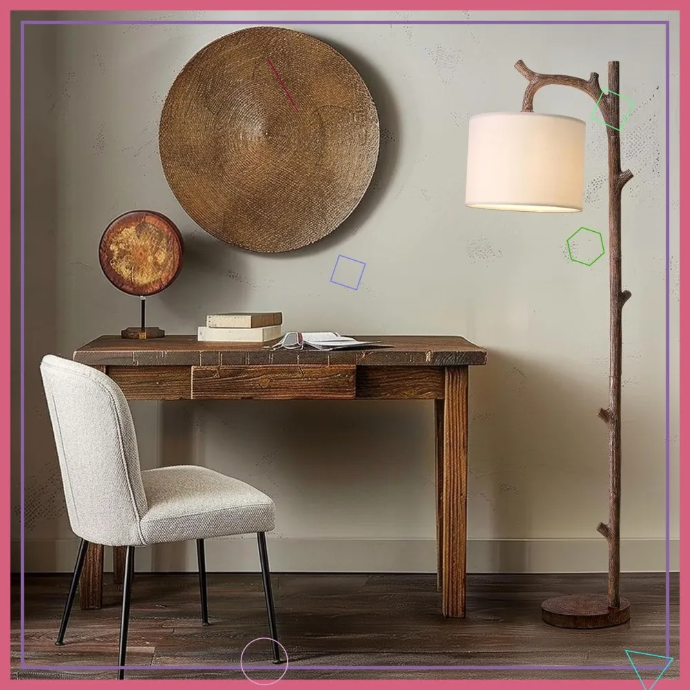 

Напольный светильник в стиле рустик для гостиной, винтажный дизайн в виде ствола дерева, современный деревенский коричневый торшер