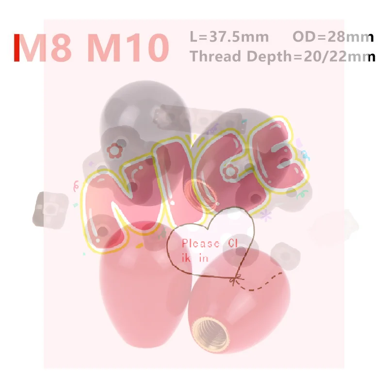 【BA】2Pcs M8 M10 Oval Egg Shape Handle Sleeve Thread Brass Core Bakelite Phenolic Handle For Machine Tools Black/Red OD 28mm