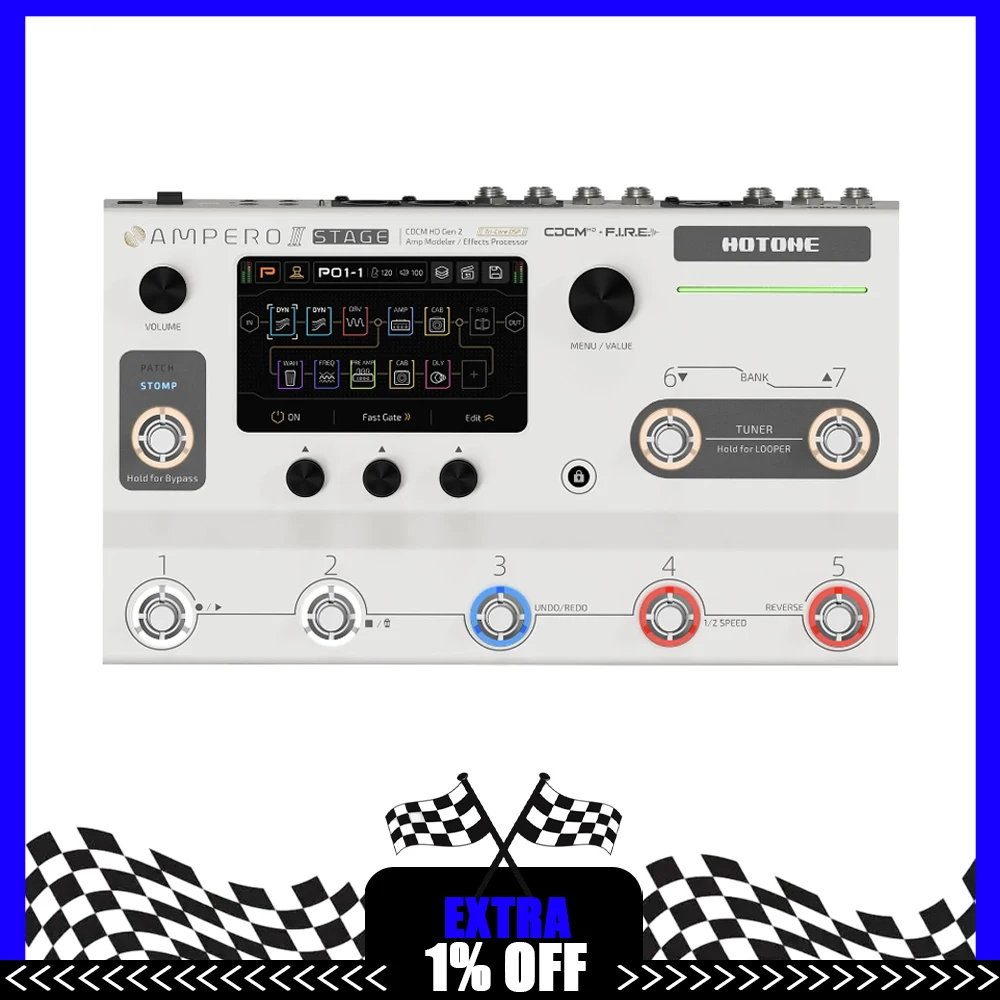 HOTONE Ampero II Stage Touch Screen Guitar Bass Amp Modeling IR Cabinets Simulation Multi-Effects Pedal Dual Effect Chains Gifts