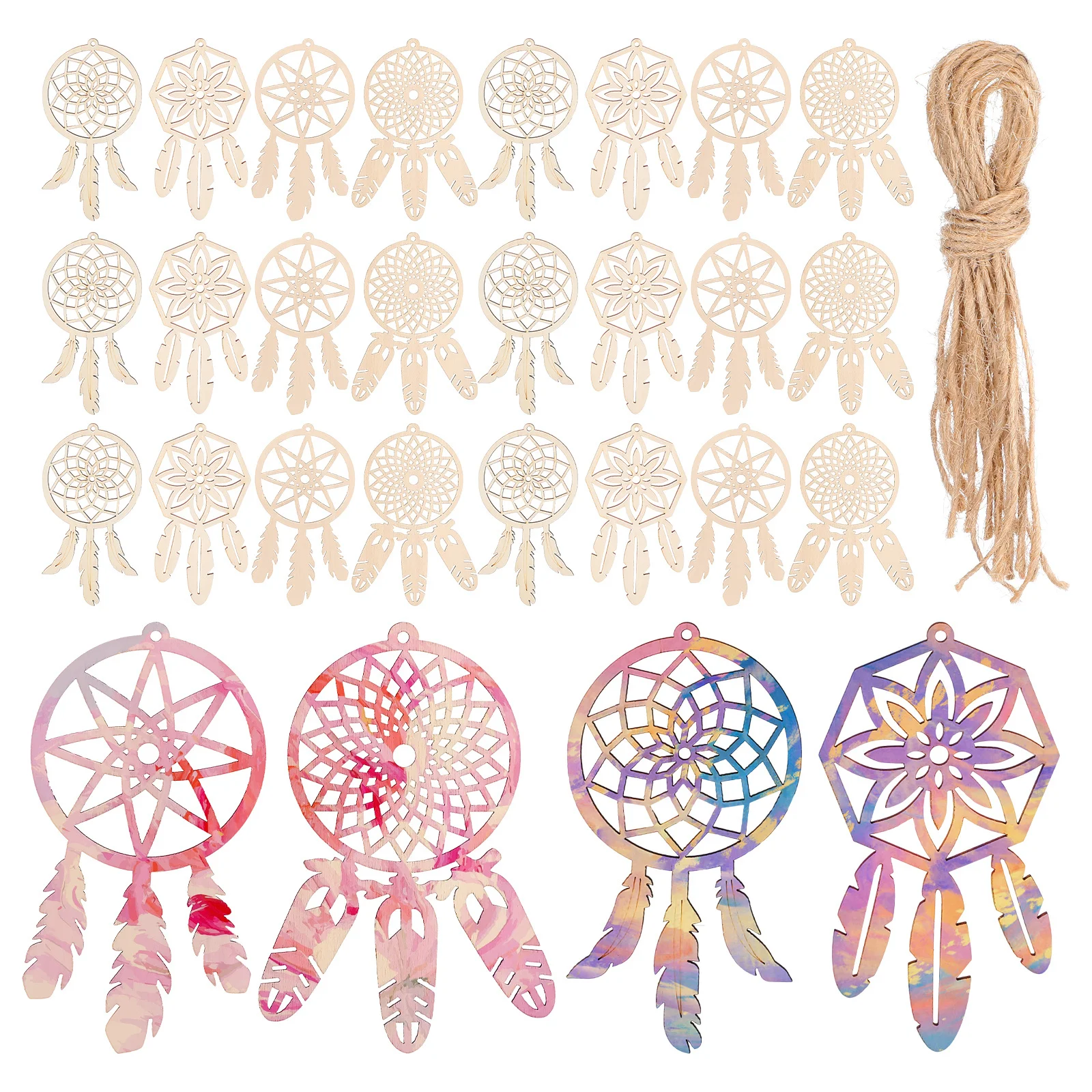 40 قطعة لم تنته حلم الماسكون الخشب الحرفية أطقم الطبيعية خشبية معلقة الزينة ل مأدبة جمعات الخيال دفعة #5