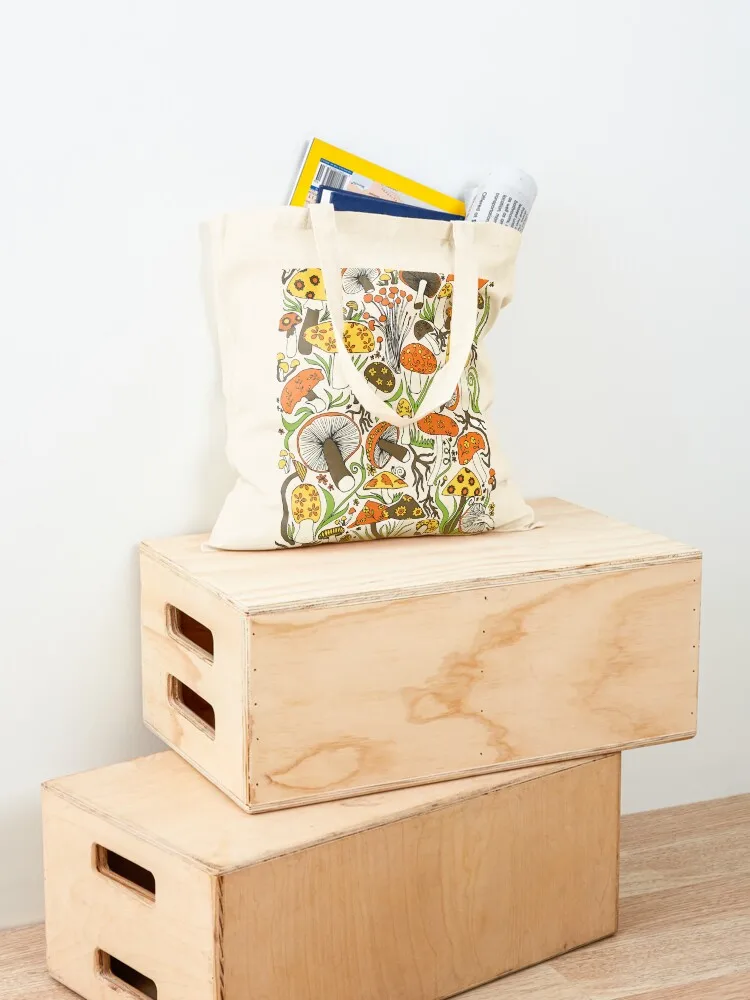 Mushrooms Drawing, Memories of the 1970s Tote Bag hand bags handbag reusable shopping bags the tote bag