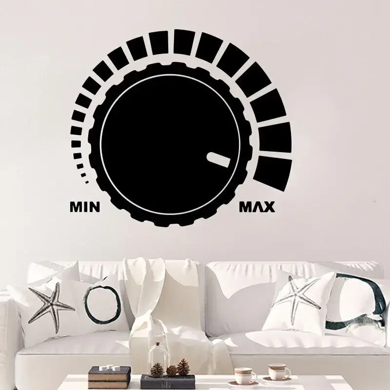 Large Music Studio Loud Volume Knob Wall Sticker Bedroom Play Room Recording Audio Wave Wall Decal Home Decoration Musical P375