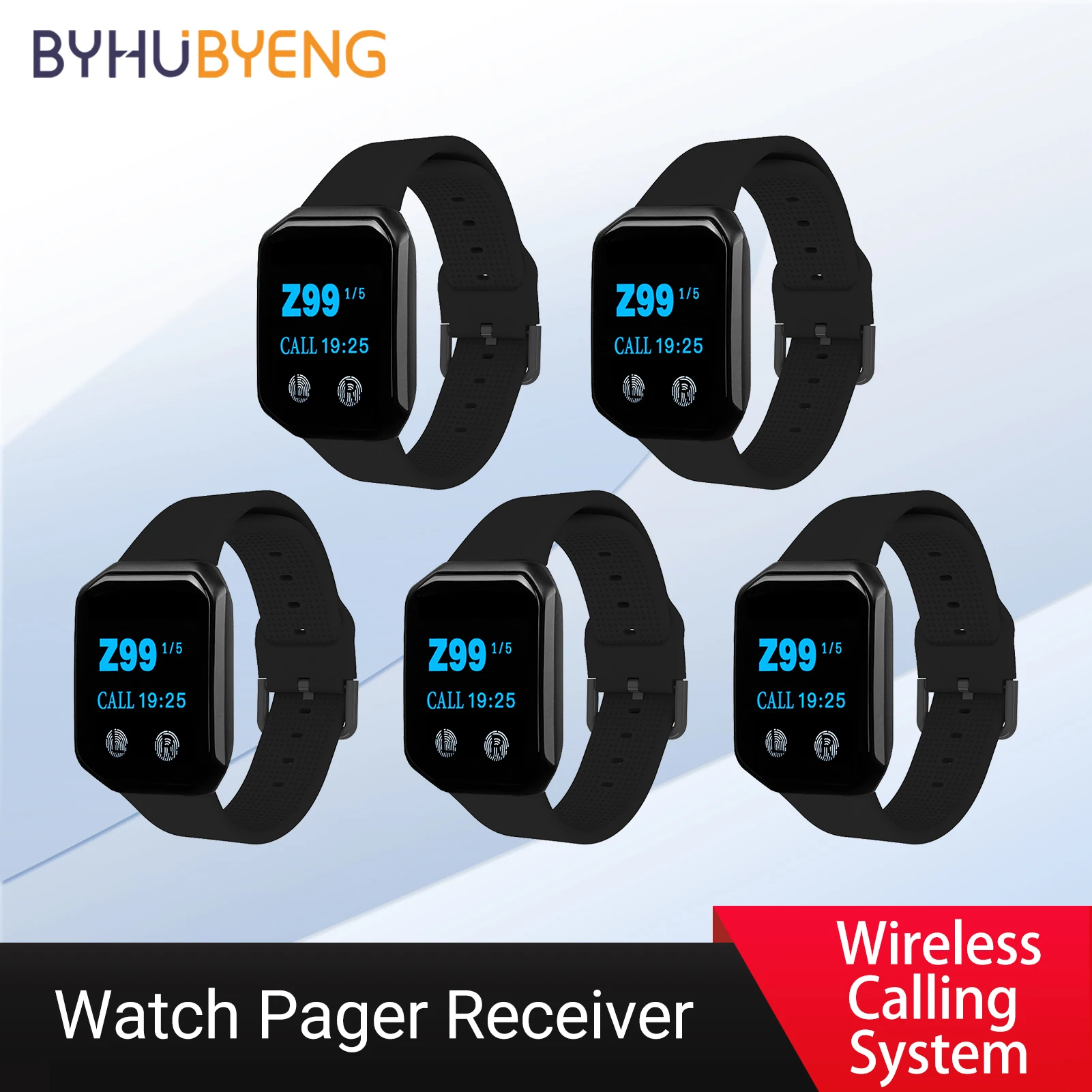 5pcs CS-200E Waterproof Wireless Watch Receiver Restaurant Pager Waiter Call For Hookah Cafe Office Bar Club Hotel