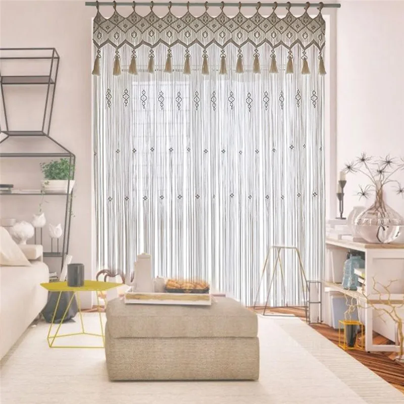 Hand-woven Macrame Cotton Door Curtain Tapestry Wall Hanging Tapestry for Home Decor Boho Decoration Bohemian Wedding Backdrop