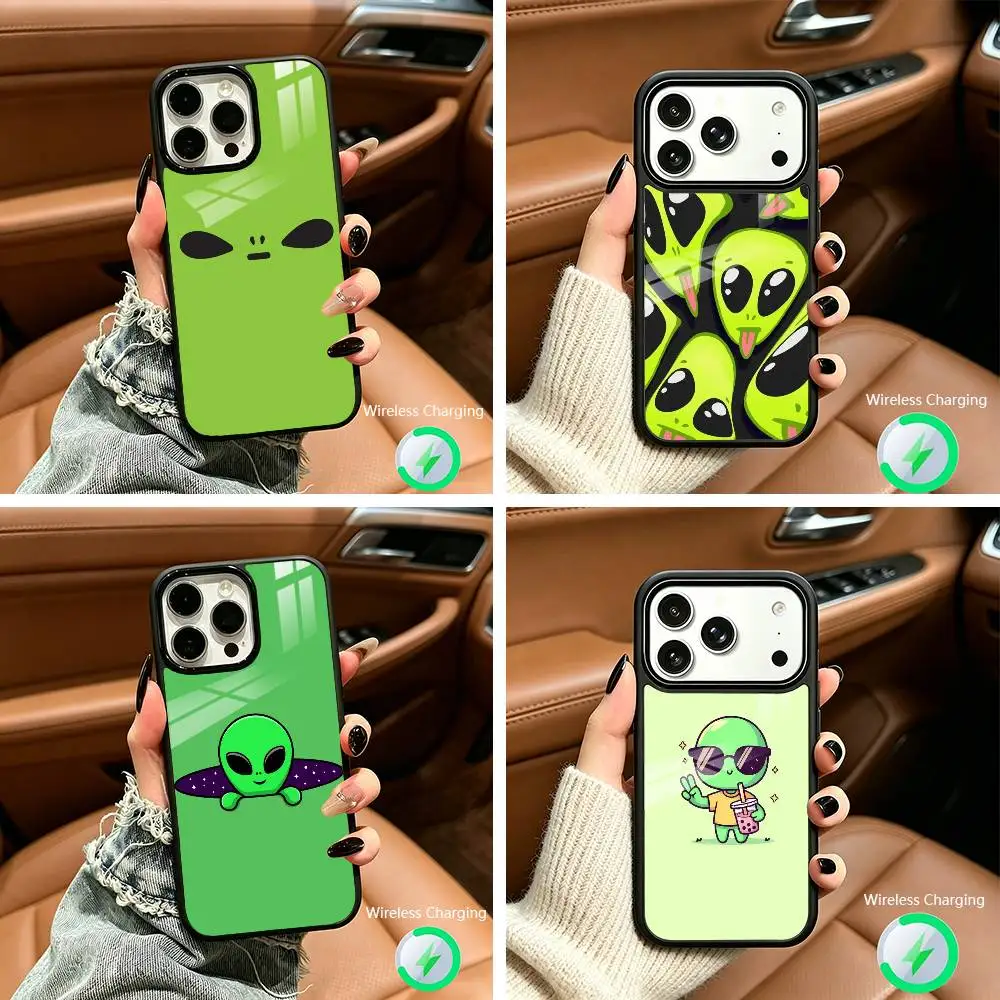 

Cute Cartoon Alien Wireless charging phone case compatible with iPhone 17/16/15/14/13/12/11