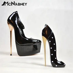 Ankle Straps Extremely High Pumps Metallic Lock Platform Stilettos Sexy Leopard Print Multicolor Pumps Faux Crocodile Skin Heels