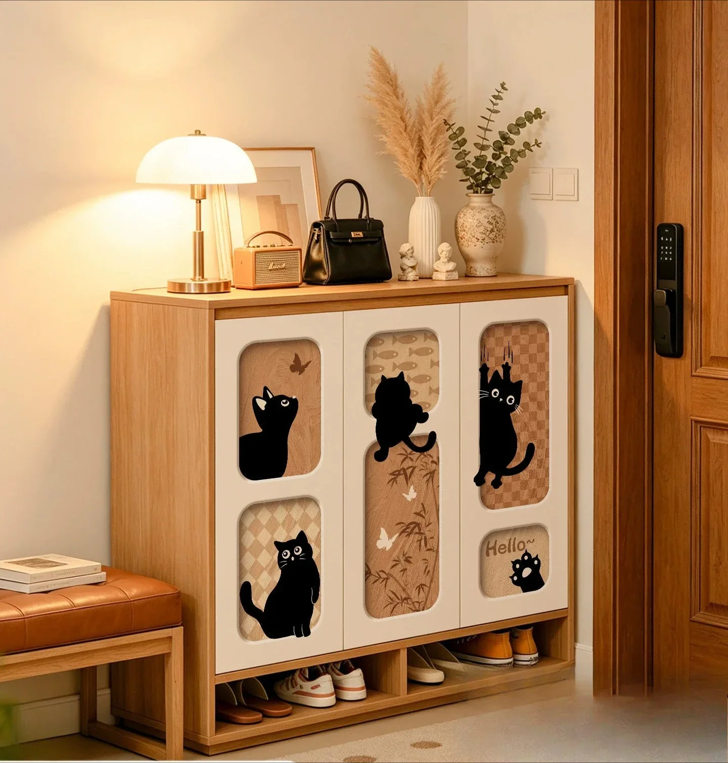 HYS home entrance  storage cabinet integrated against the wall multi-layer large-capacity indoor shoe cabinet