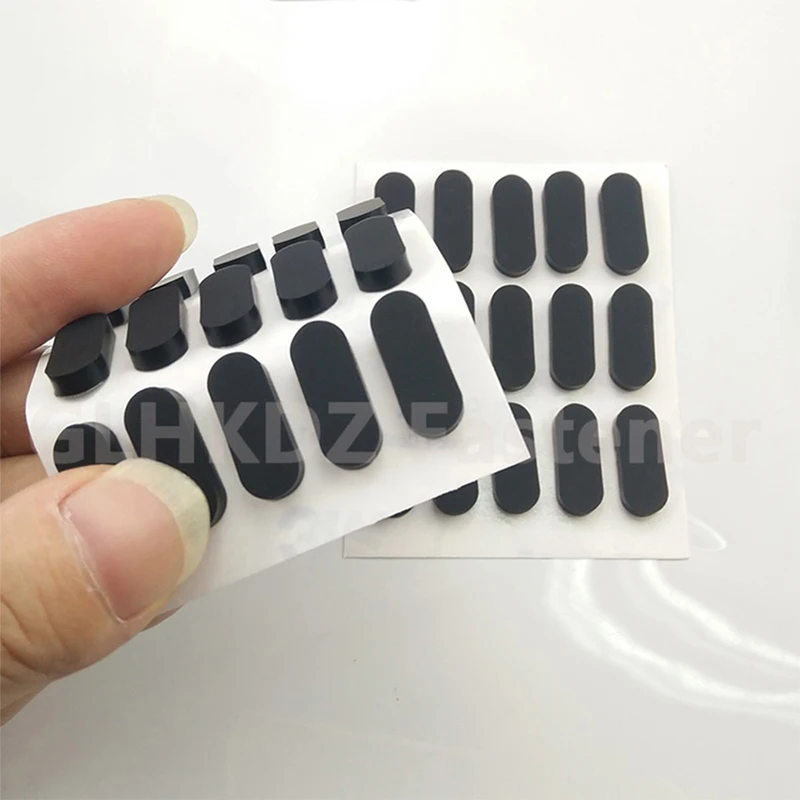 10pcs Thickness 2mm, Width 6mm, Length 10-33mm Oval Strong Self Adhesive Backing Silicone Rubber Furniture Pads Non-slip Spacers