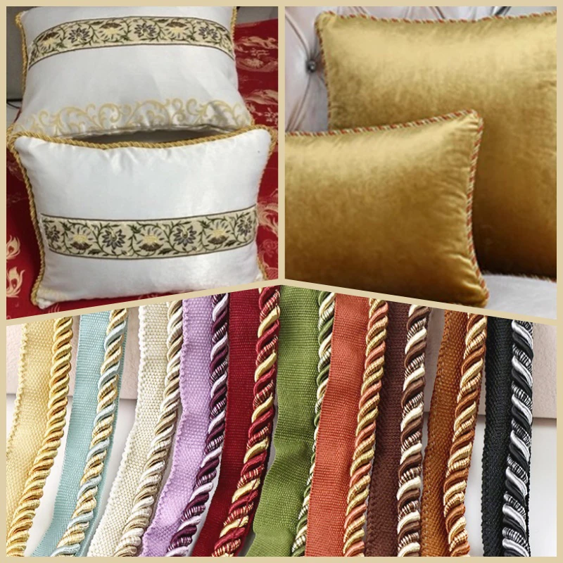 

2/5/12M 6mm Two-color Lace Rope Trim Decorative Strap Webbing Cord for Sofa Curtain Sewing Macrame Handmade Material Accessories