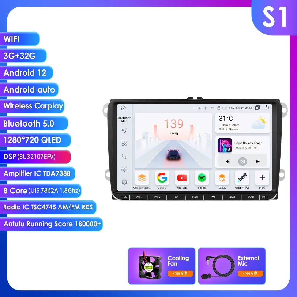 9 "Android Autoradio voor Vw GOLF 5 POLO Sedan PASSAT B6 CC Radio TOURAN SCIROCCO CADDY Jetta Skoda Seat multimedia speler Carplay