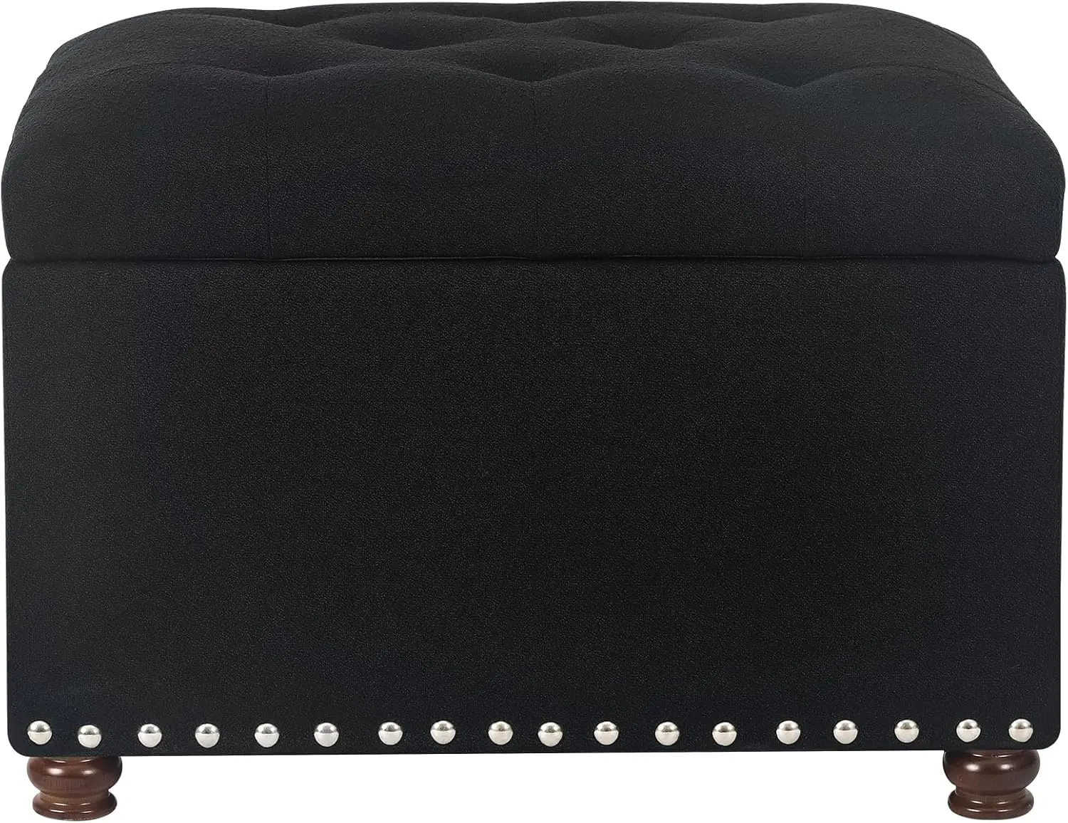 

Storage Ottoman Fabric Bench 24' Foot Rest Stool with NailTrim for Bedroom Living Room(Black, Fabric)