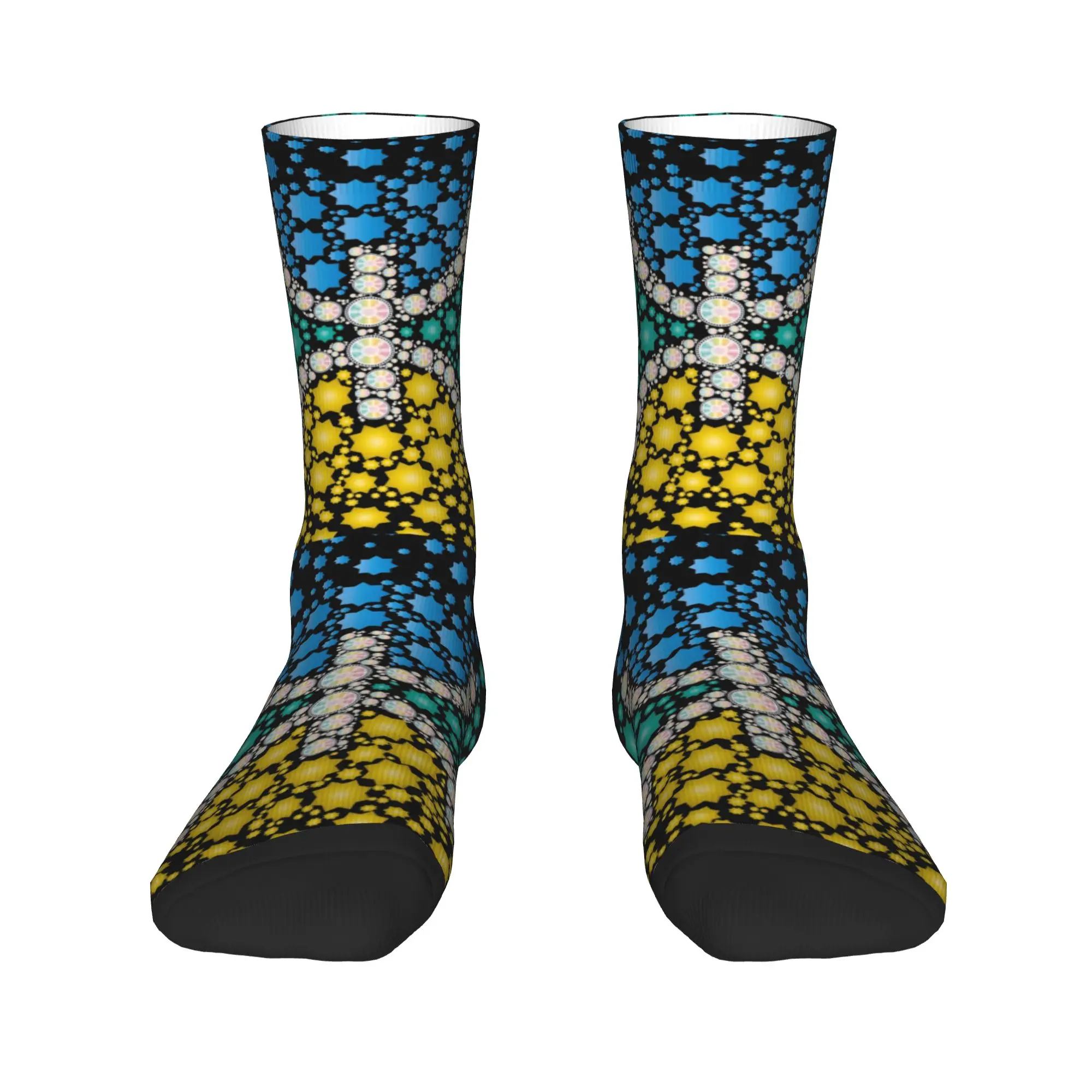 

Funny Printed Color Circle Logo Socks for Men Women Stretch Summer Autumn Winter Amazsigh Art Design Berber Tifinagh Crew Socks