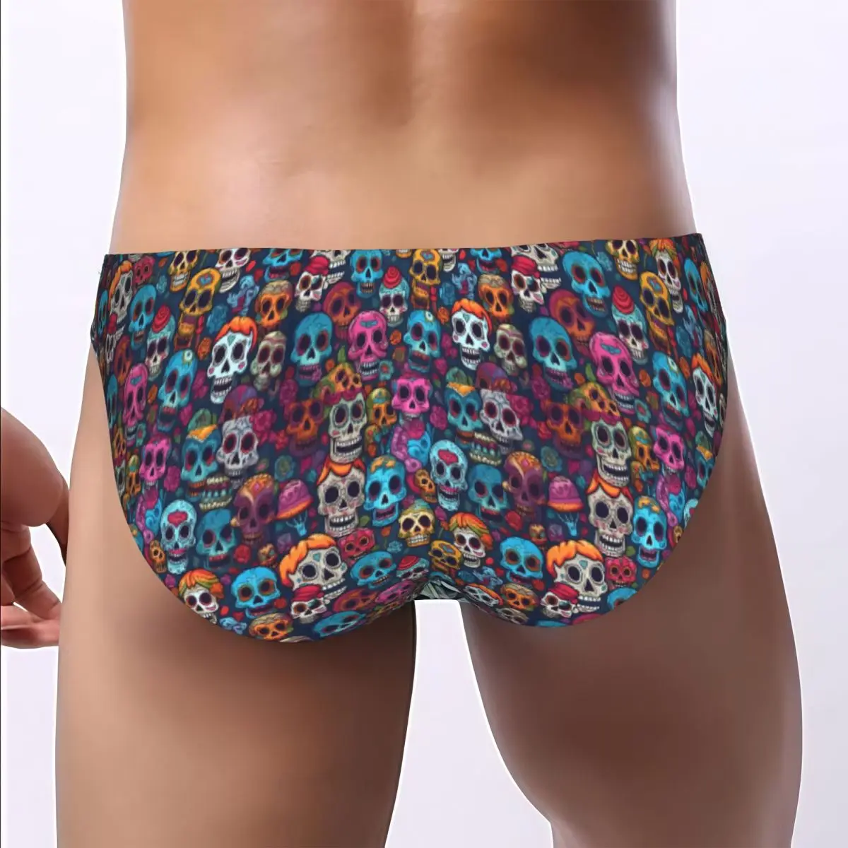 Men's Briefs Sexy Underpants Skulls Flowers Day Of The Dead Print Bikini Underwear Men Panties - view 3