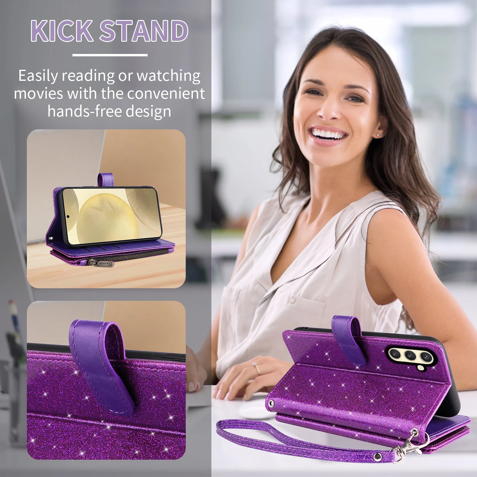 Etui z klapką na telefon Samsung Galaxy S25 S24 S23 S22 S21 + Plus Ultra FE A06 A05S A14 A15 A16 A24 A25 A34 A35 A55 A54 A53 — zdjęcie produktu 2