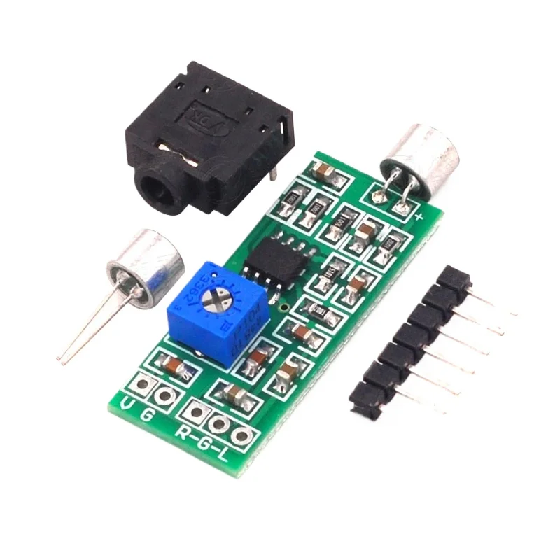 Dual channel output microphone pickup microphone amplifier module gain adjustable amplifier circuit module microphone