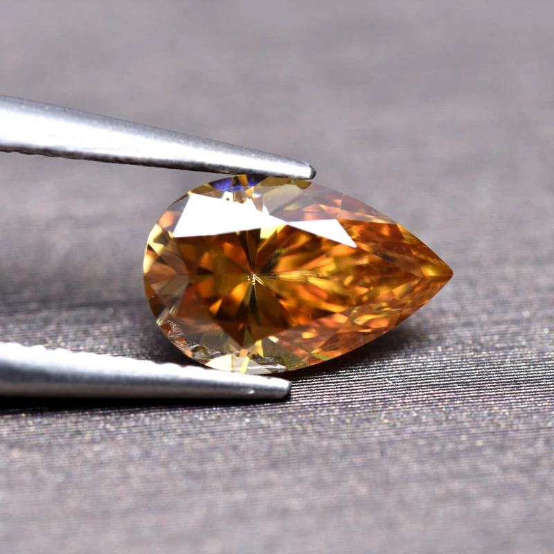 Pear Cut Champagne Color Moissanite Synthetic Gemstone with Certificate Factory Wholesale Price