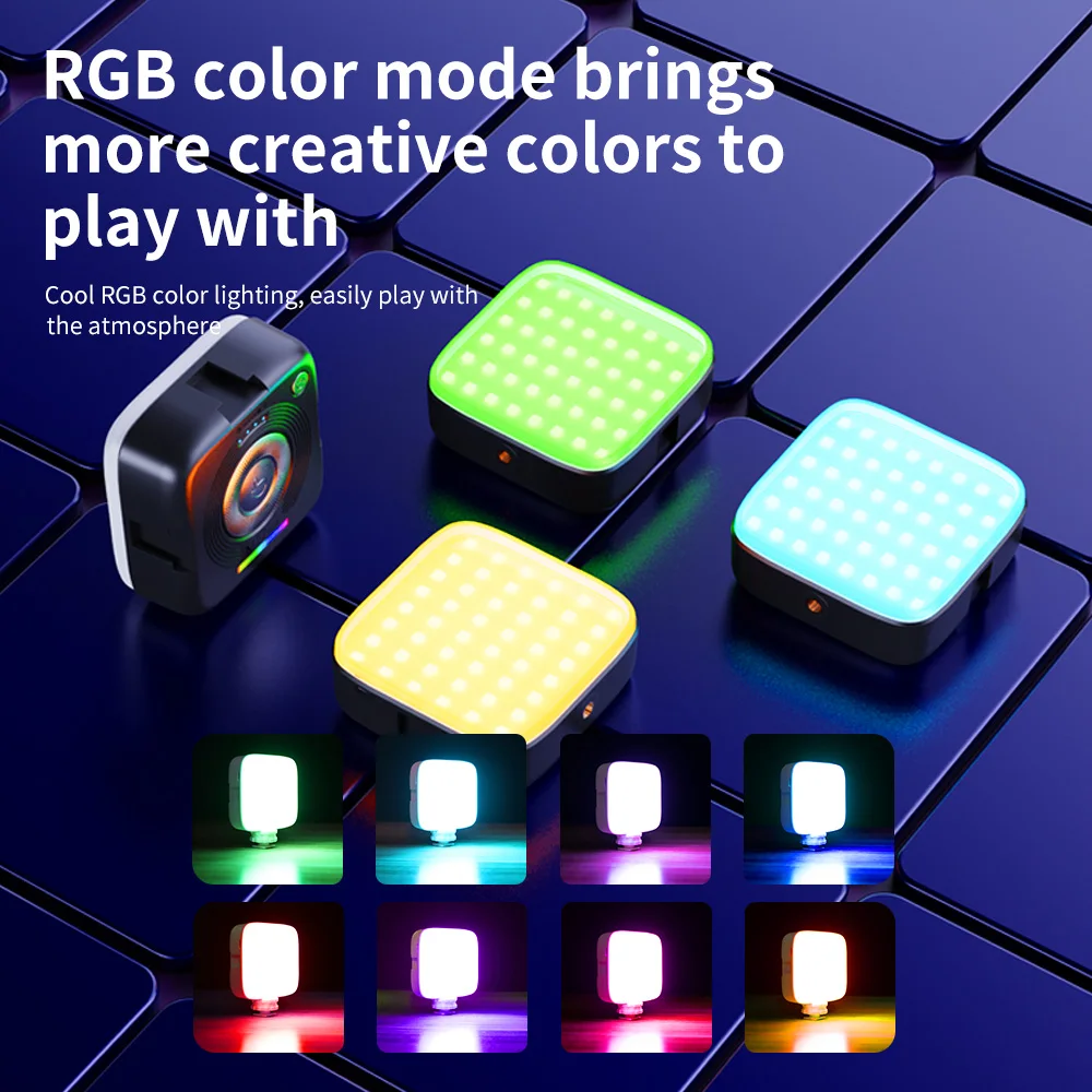 Pocket RGB Fill Light Portable LED Light Video Mini Fill Light For Camera Smartphone for GoPro Laptop Selfie Adjustable RGB Lamp
