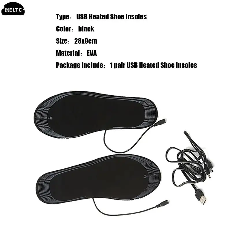 HELTC USB Heated Shoe Insoles Electric Foot Warming Pad Feet Warmer Sock Pad Mat Winter Outdoor Sport Heating Insole Winter Warm