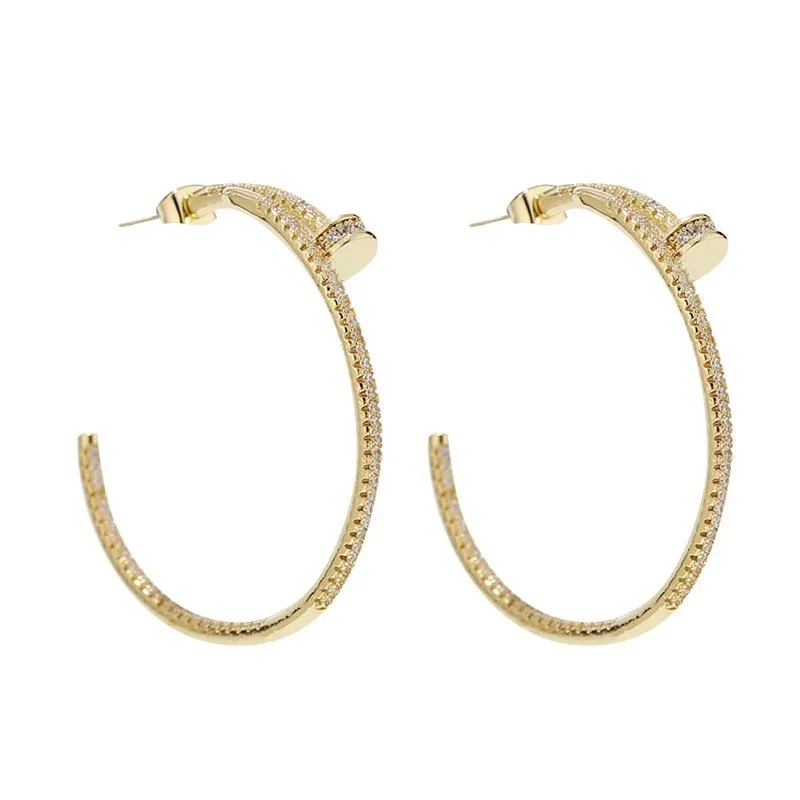 designer charm personality Versatile fashion luxury earrings copper inlaid zircon hoop earrings