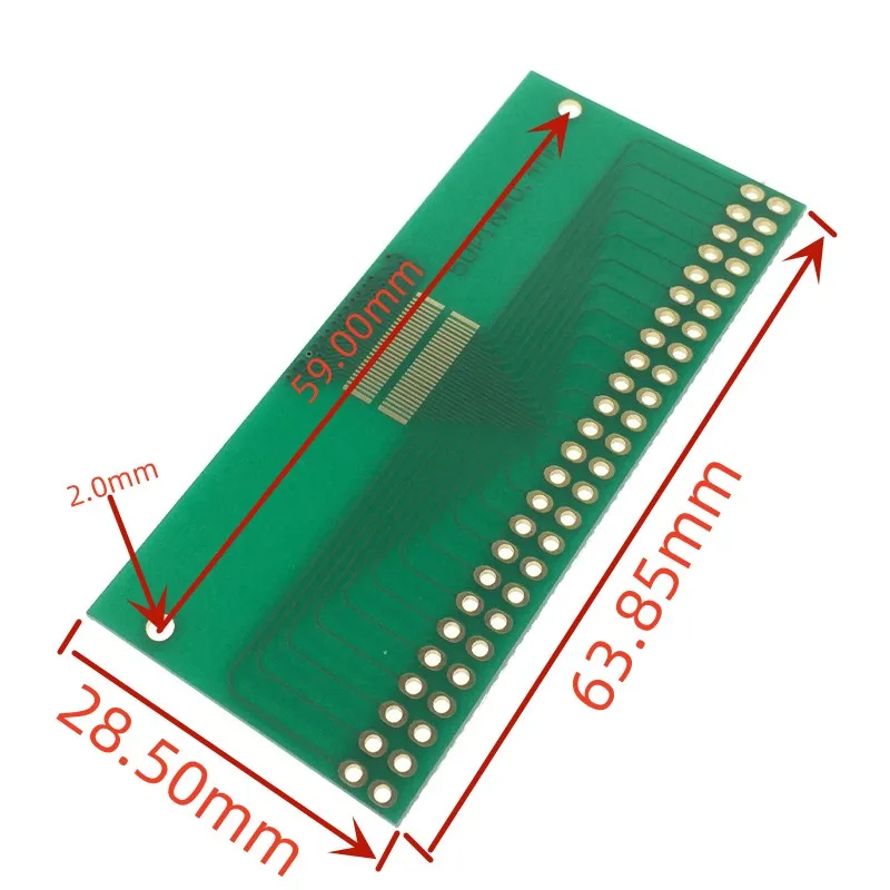 1Pcs Conversie Plaat 0.35Mm 0.4Mm Beurt 2.54Mm Test Lcm Tft Lcd Butt Board Dubbele Rij 50P