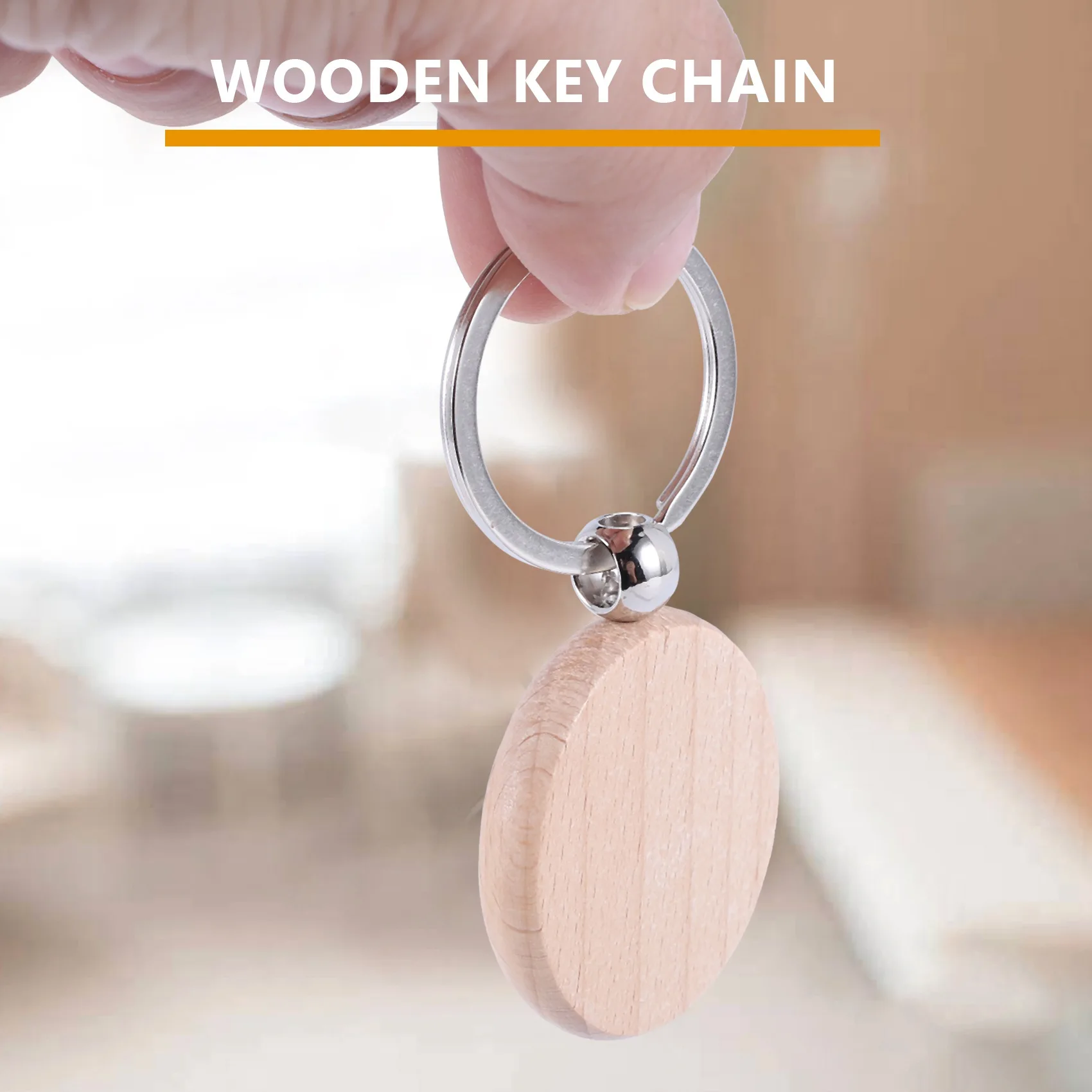 60 Blank Wooden Wooden Keychain Diy Wooden Keychain Key Tag Anti-Lost Wood Accessories Gift