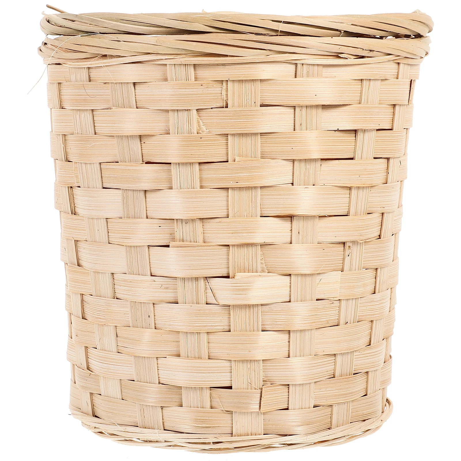 Luxshiny Rattan Round Waste Basket Lid Egg Basket Wicker Organizer Barrel Storage Tub Rattan Hamper Woven Trash Can Flower