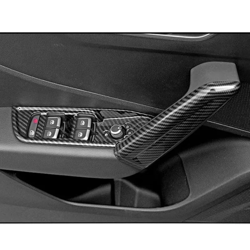

For Audi Q2 2018 2019 2020 2021 2022 2023 2024 20025 Model Carbon Grain Overlay on Dashboard, Door, Steering Wheel, Gearshift