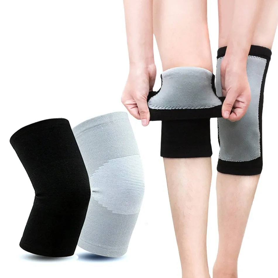 WorthWhile 1 Pair Winter Warm Knee Pads Bamboo Charcoal Protective Gear for Women Old Men Kneepad Support for Spring Running