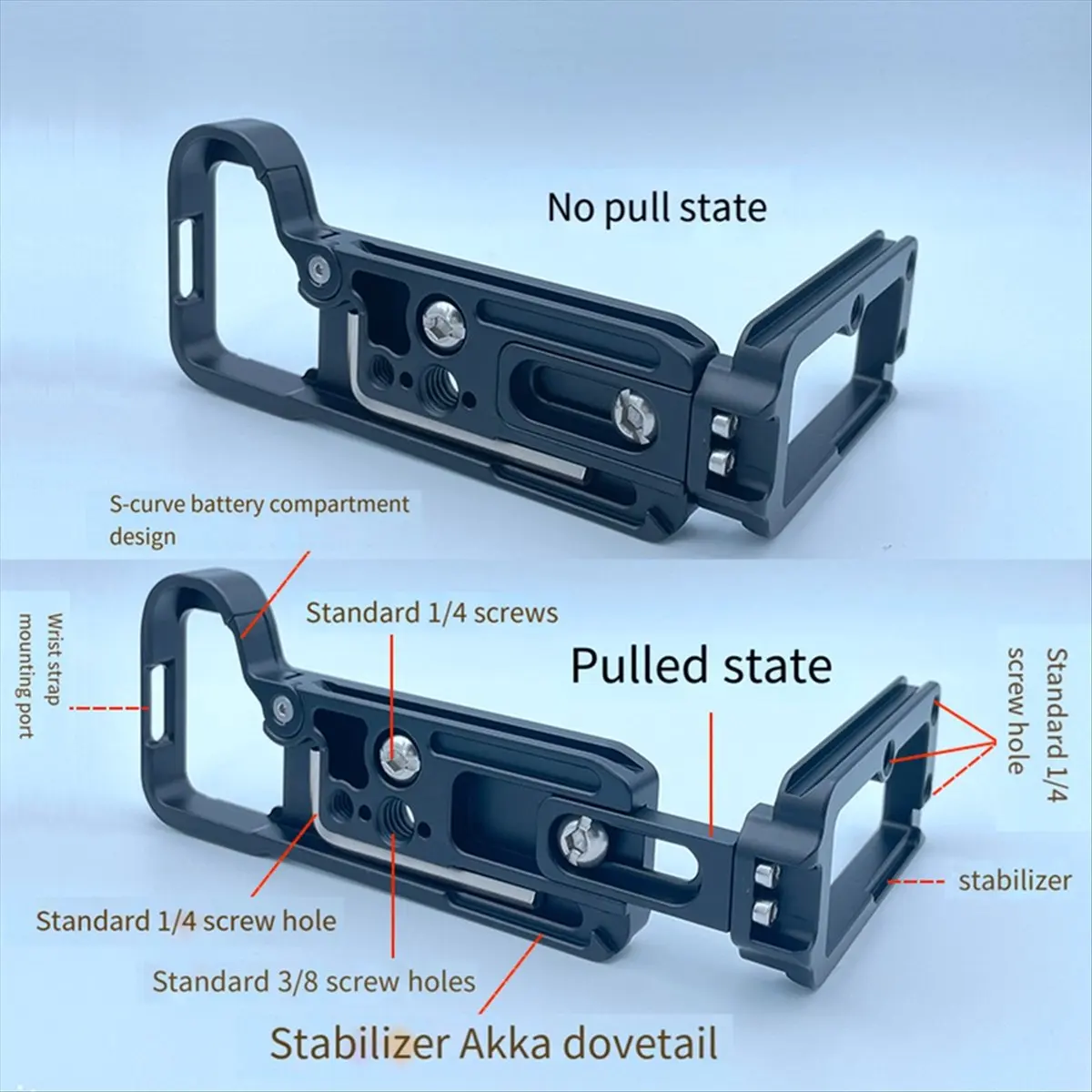 doyme Quick Release Plate L Bracket Camera Grip for SONY A7C2 A7CR Camera Hand Grip Base Vertical L Bracket Silver Gray