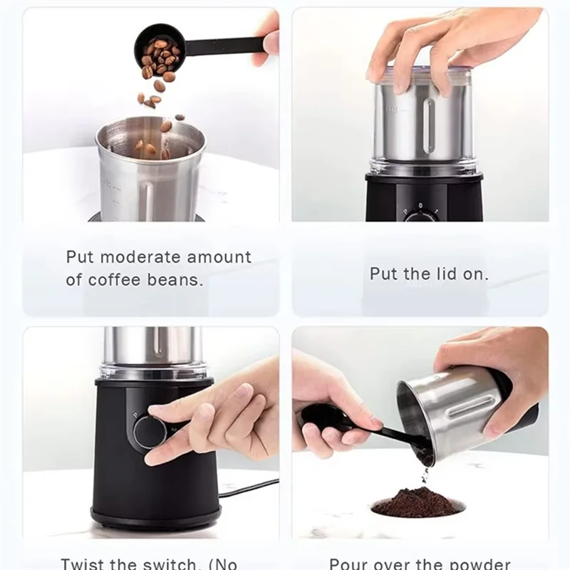 A84G-Electric Coffee Grain Mill Electric Coffee Grinder Suitable For Coffee Beans,Herbs B EU Plug