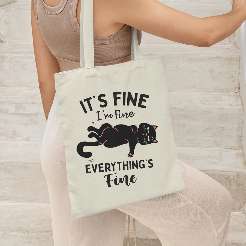 Borsa casual da donna in tela carina troublemaker gatto moda modello estetico stampato borsa da vela Hozier