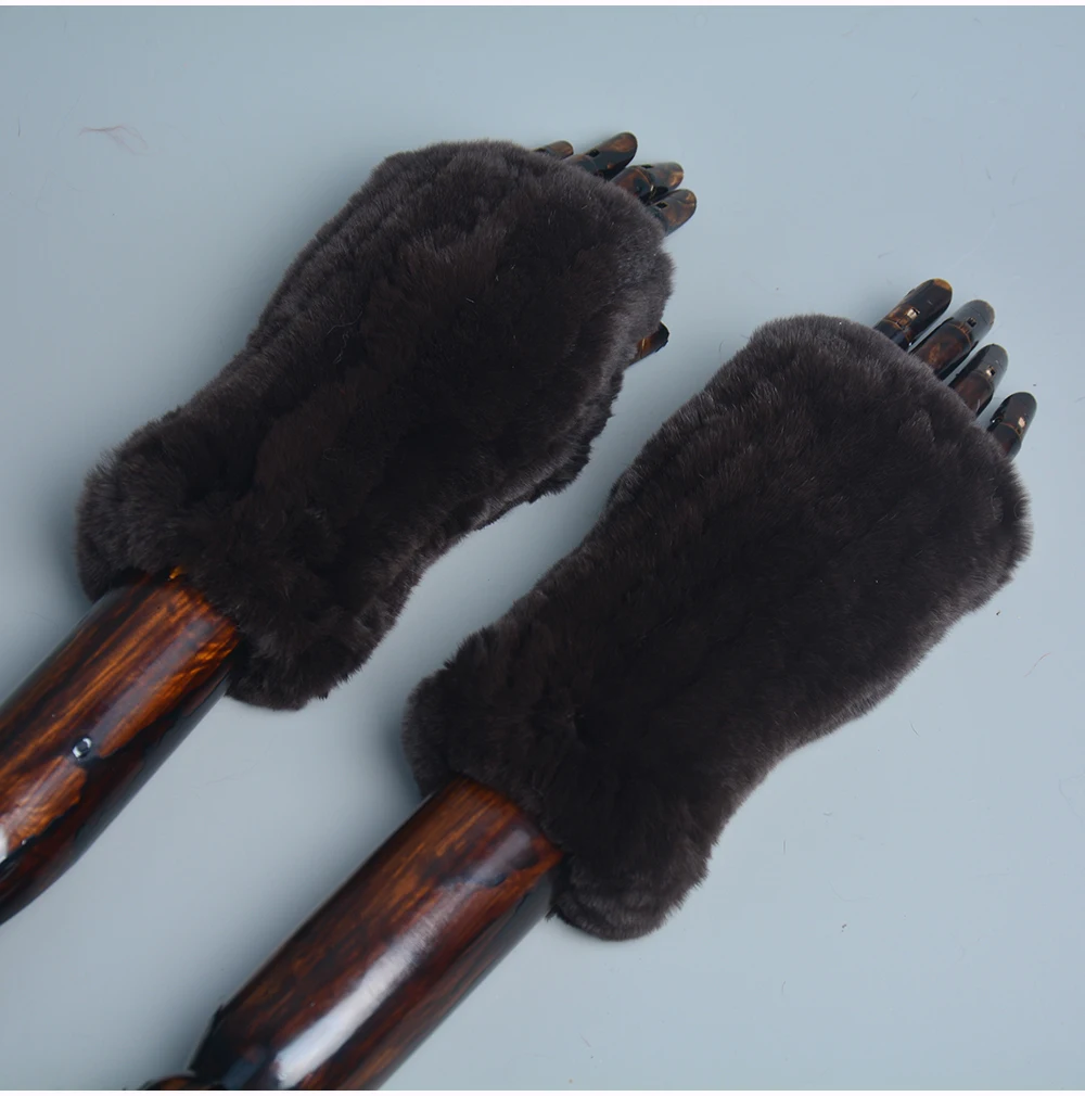 Lady Winter 100% Natural Real Rex Rabbit Fur Glove Women Soft Rex Rabbit Fur Glove Foashion Warm Knitted Genuine Fur Gloves