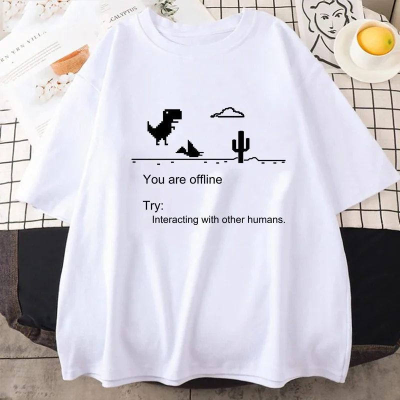 2025 Men's T-shirts Printed Dinosaur Cactus Funny Tops Summer Cotton T-shirt for Men Casual O-Neck Tee Shirts Streetwear Top image 2