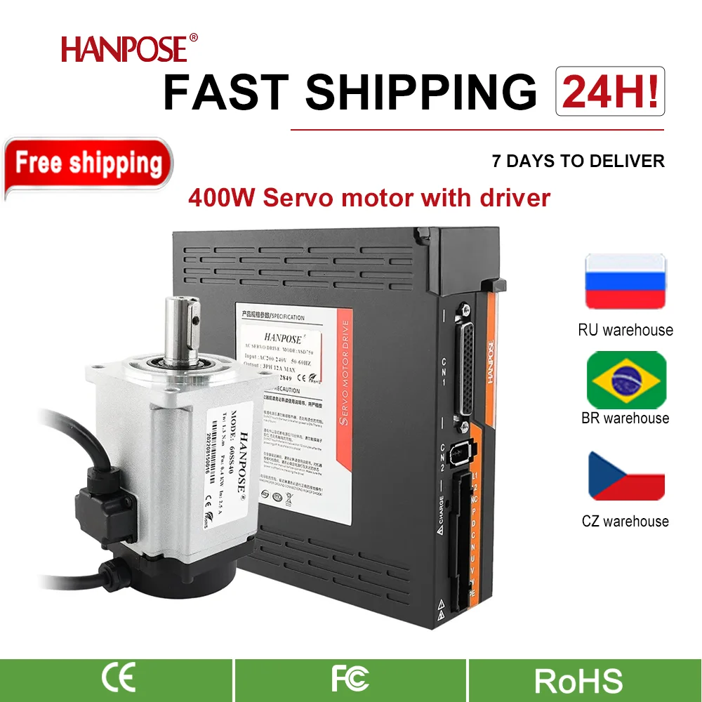 

60SS40 2.5A 1.3N.m And ASD240 AC Servo motor Drive +3M Encoder Cable For Servo Woodworking CNC Router 400W Servo Motor Kit