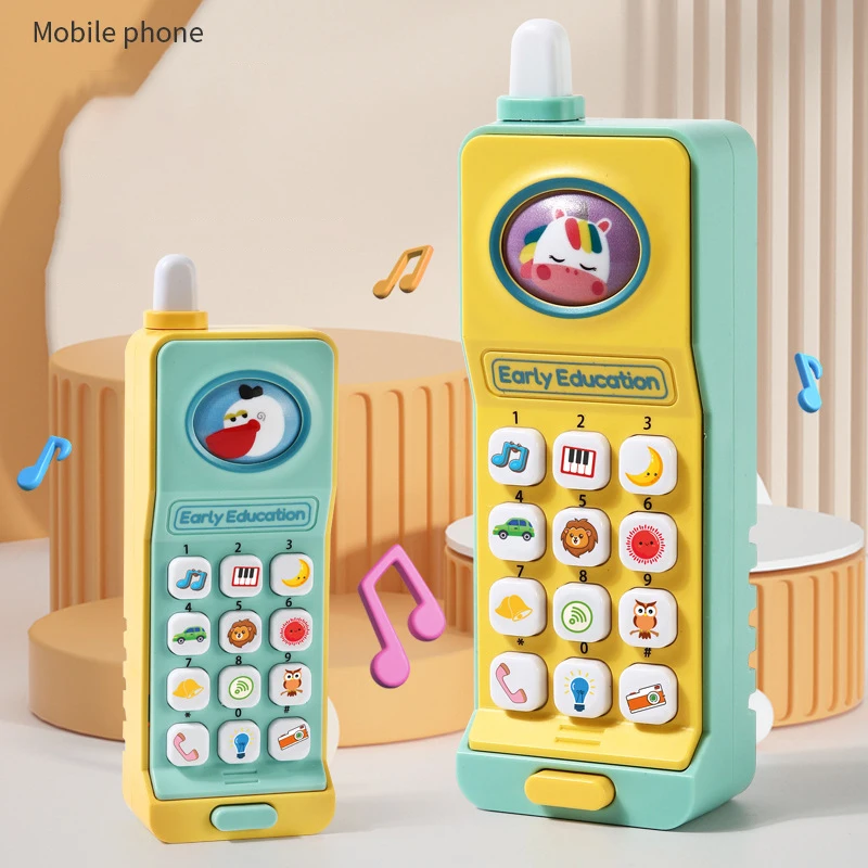 Téléphone portable d'apprentissage précoce pour enfants, jouets de téléphone portable de dessin animé, simulation de musique, cadeau d'anniversaire amusant pour enfants