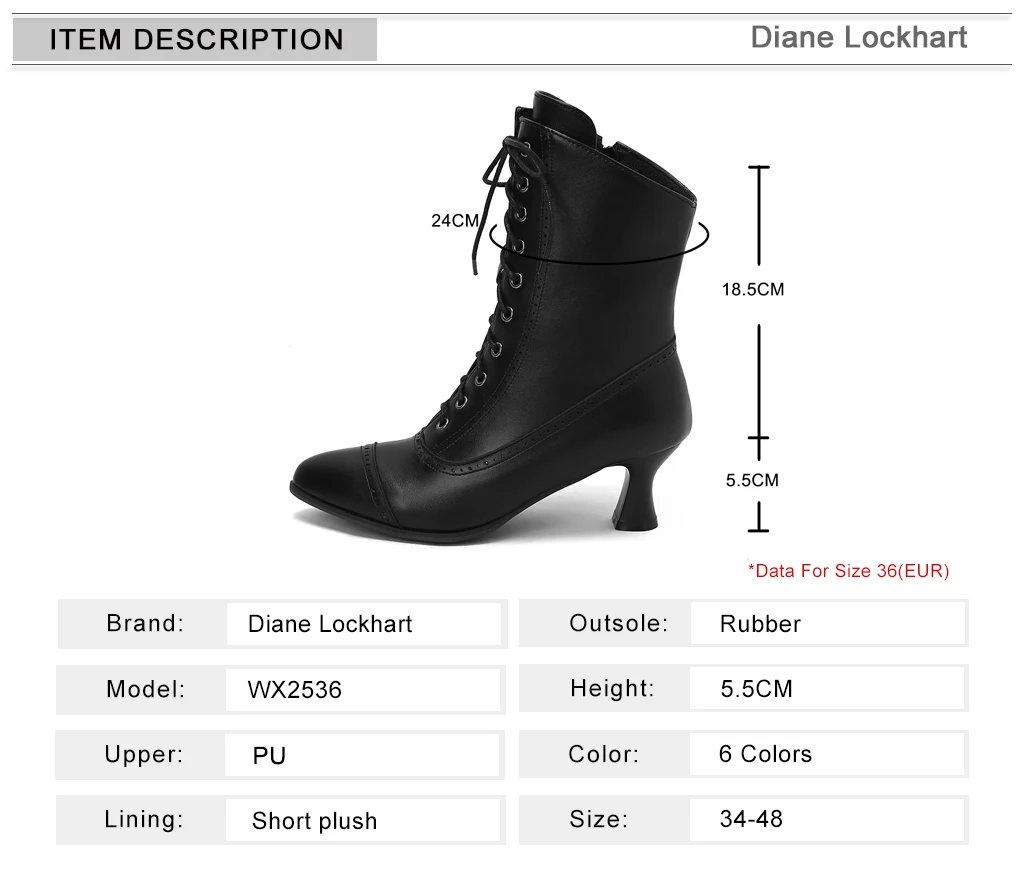 2024 New Lace Up Ladies High Heel Shoes Strange Steampunk Boot Victorian Ankle Boots Women Pointed Toe Thick Soled Short Boots