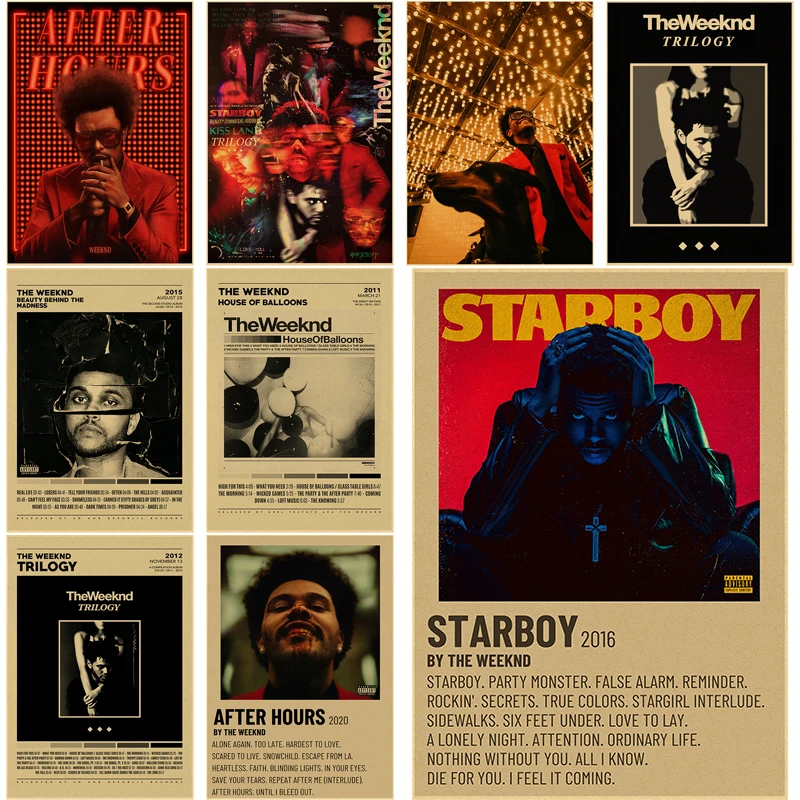 Ностальгические постеры The Weeknd Ретро плакат, крафт-бумага бумажные принты Starboy винтажные домашние комнаты кафе бара художественное настенное украшение картина