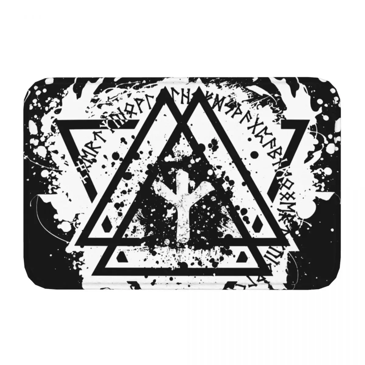 Viking Valhalla Non-slip Rug Doormat Bath Mat Algiz Rune Triangle Hallway Carpet Entrance Door Decor